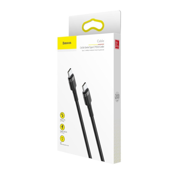 Baseus Cafule PD20 60 W blykstės įkrovimas USB skirtas C tipo kabeliui 20 V 3 A 2 m pilka + juoda