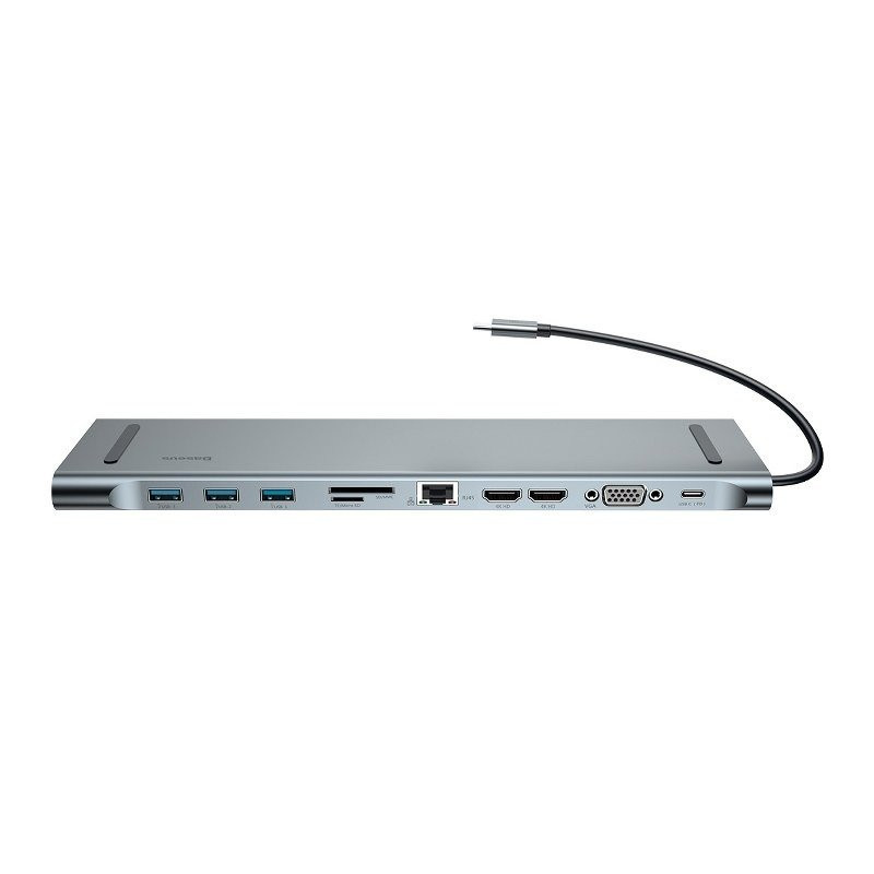 „Baseus Enjoyment“ serijos daugiafunkcis C tipo išmanusis HD HUB PD/HD4K2/VGA/RJ45/SD/TF/USB3/Audio1/Stovas Ta „Baseus Enjoyment“ serijos daugiafunkcis C tipo išmanusis HD HUB PD/HD4K2/VGA/RJ45/SD/TF/USB3/Audio1/Stovas Ta