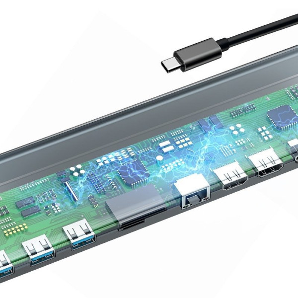 „Baseus Enjoyment“ serijos daugiafunkcis C tipo išmanusis HD HUB PD/HD4K2/VGA/RJ45/SD/TF/USB3/Audio1/Stovas Ta