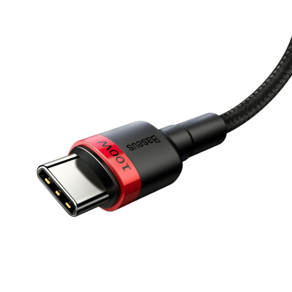 Baseus Cafule PD20 100 W blykstės įkrovimas USB C tipo kabeliui 20V 5A 2m raudona+juoda