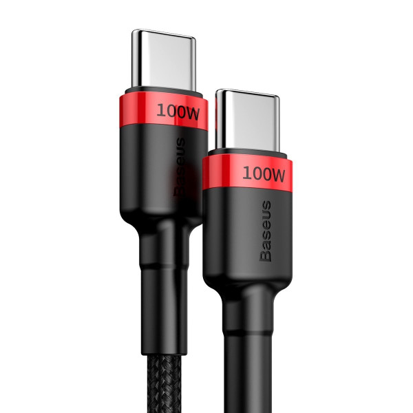 Baseus Cafule PD20 100 W blykstės įkrovimas USB C tipo kabeliui 20V 5A 2m raudona+juoda