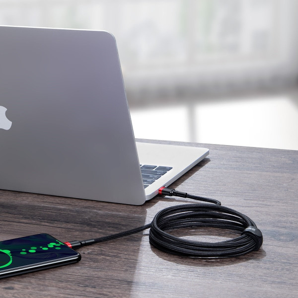 Baseus Cafule PD20 100 W blykstės įkrovimas USB C tipo kabeliui 20V 5A 2m raudona+juoda