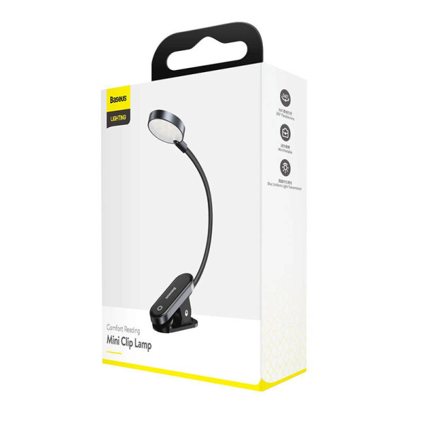 „Baseus“ DGRAD-0G „Comfort Reading Mini Clip“ lempa tamsiai pilka