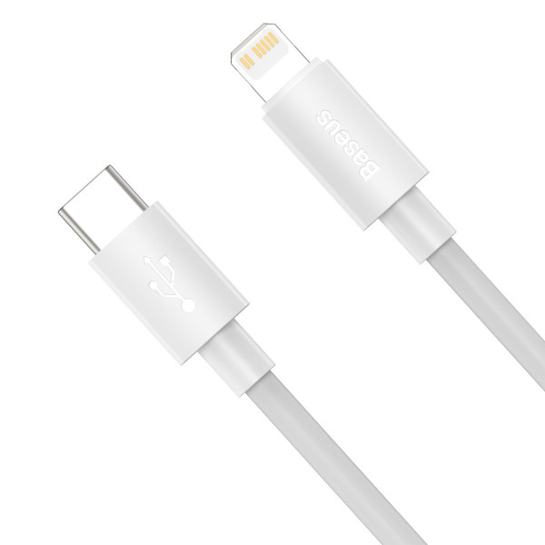 „Baseus Simple Wisdom“ duomenų kabelio rinkinys USB-C su „Lightning PD 20W“ 2 vnt / rinkinys 15 m baltas