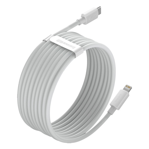 „Baseus Simple Wisdom“ duomenų kabelio rinkinys USB-C su „Lightning PD 20W“ 2 vnt / rinkinys 15 m baltas