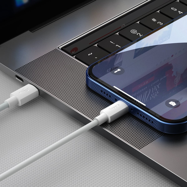 „Baseus Simple Wisdom“ duomenų kabelio rinkinys USB-C su „Lightning PD 20W“ 2 vnt / rinkinys 15 m baltas