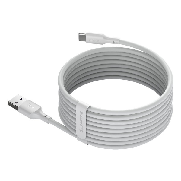 „Baseus Simple Wisdom“ duomenų kabelio rinkinys iš USB į Type-C 5A 2 vnt/komplektas）15 m baltas