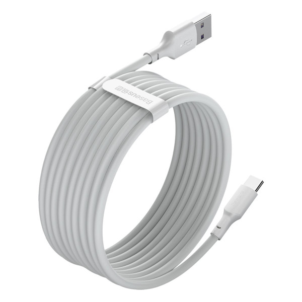„Baseus Simple Wisdom“ duomenų kabelio rinkinys iš USB į Type-C 5A 2 vnt/komplektas）15 m baltas