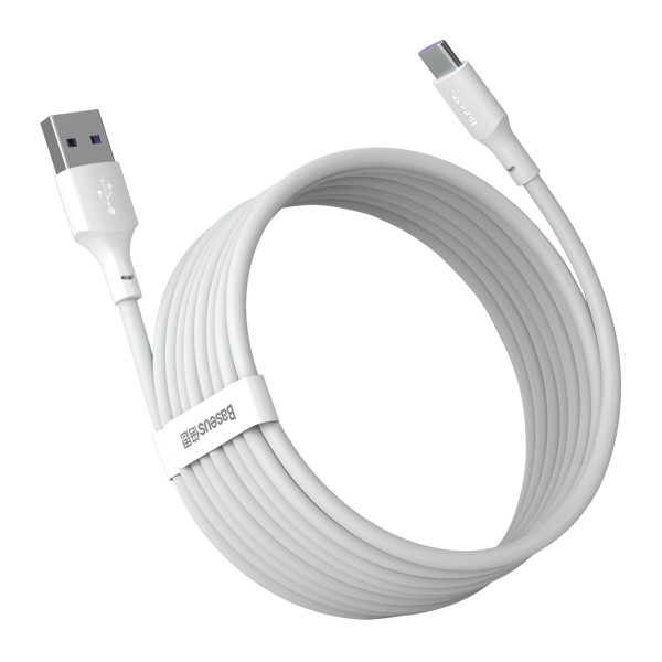 „Baseus Simple Wisdom“ duomenų kabelio rinkinys iš USB į Type-C 5A 2 vnt/komplektas）15 m baltas