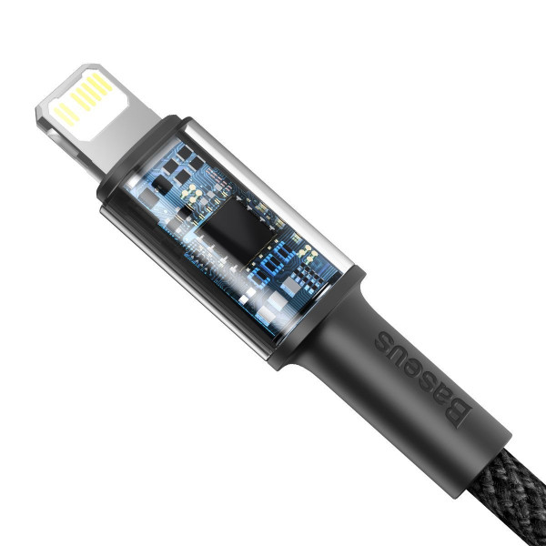 „Baseus“ didelio tankio pintas C tipo kabelis iki „Lightning“ PD 20 W 1 m juodas