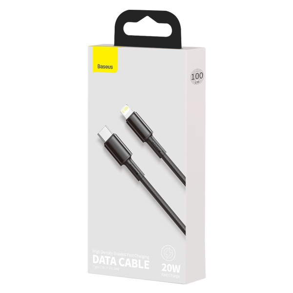 „Baseus“ didelio tankio pintas C tipo kabelis iki „Lightning“ PD 20 W 1 m juodas