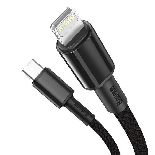 „Baseus“ didelio tankio pintas C tipo kabelis iki „Lightning“ PD 20 W 2 m juodas