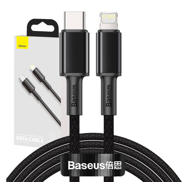 „Baseus“ didelio tankio pintas C tipo kabelis iki „Lightning“ PD 20 W 2 m juodas