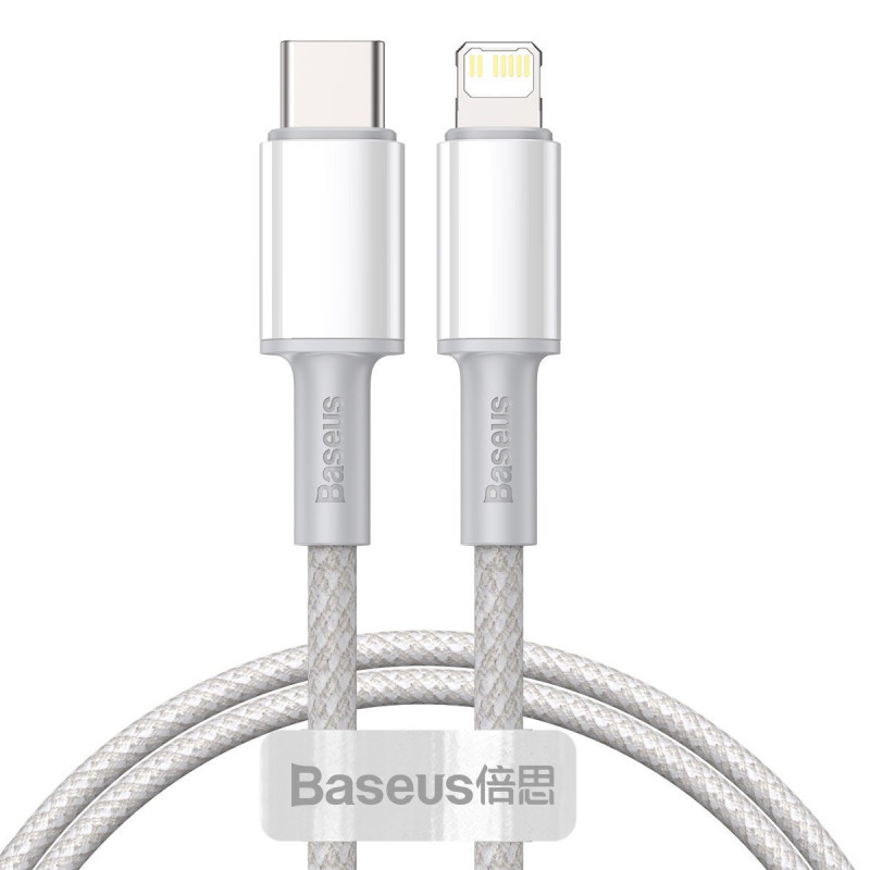 „Baseus“ didelio tankio pintas C tipo kabelis iki „Lightning“ PD 20 W 1 m baltas „Baseus“ didelio tankio pintas C tipo kabelis iki „Lightning“ PD 20 W 1 m baltas