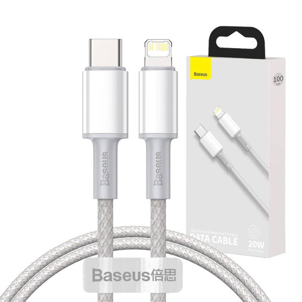 „Baseus“ didelio tankio pintas C tipo kabelis iki „Lightning“ PD 20 W 1 m baltas