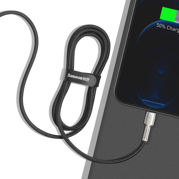 USB laidas skirtas Lightning Baseus Cafule 24A 1m juodas