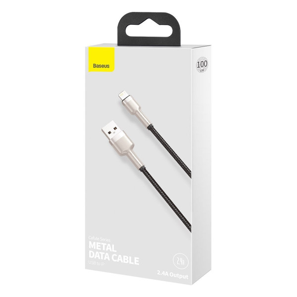 USB laidas skirtas Lightning Baseus Cafule 24A 1m juodas