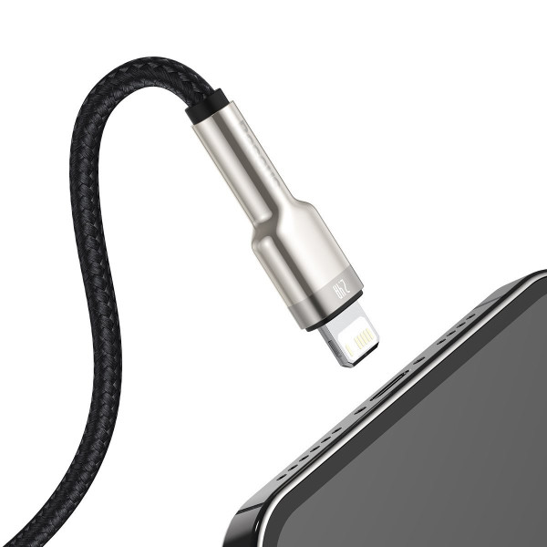 USB laidas skirtas Lightning Baseus Cafule 24A 1m juodas