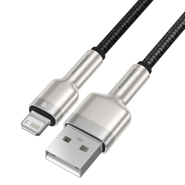 USB laidas skirtas Lightning Baseus Cafule 24A 1m juodas