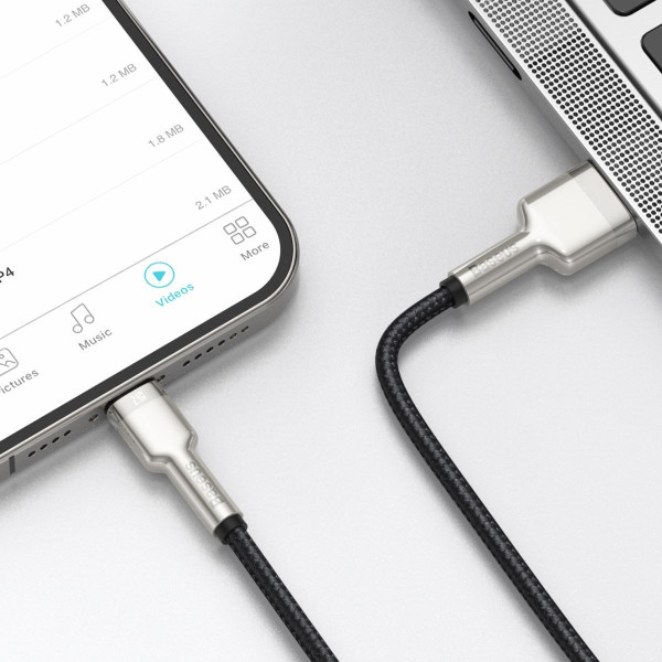 USB laidas skirtas Lightning Baseus Cafule 24A 1m juodas