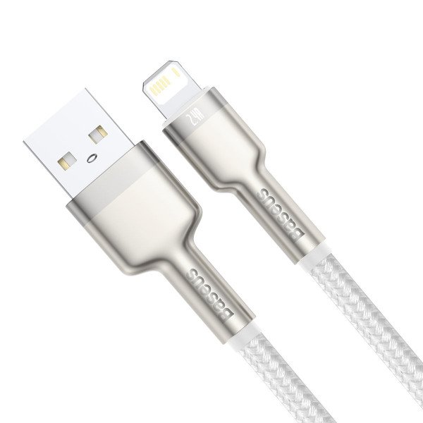 USB laidas skirtas Lightning Baseus Cafule 24A 1m baltas