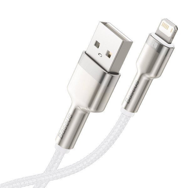 USB laidas skirtas Lightning Baseus Cafule 24A 1m baltas