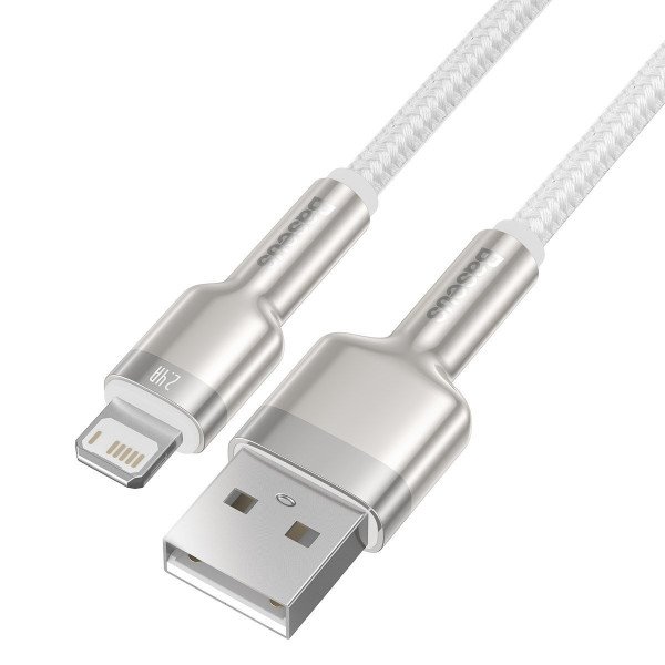 USB laidas skirtas Lightning Baseus Cafule 24A 1m baltas