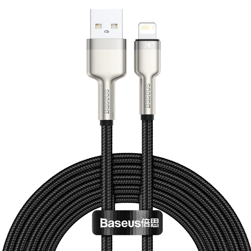 USB laidas skirtas Lightning Baseus Cafule 24A 2m juodas USB laidas skirtas Lightning Baseus Cafule 24A 2m juodas