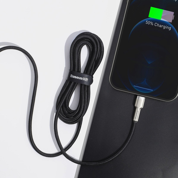 USB laidas skirtas Lightning Baseus Cafule 24A 2m juodas