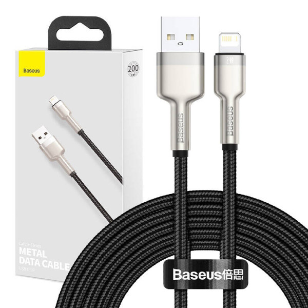 USB laidas skirtas Lightning Baseus Cafule 24A 2m juodas