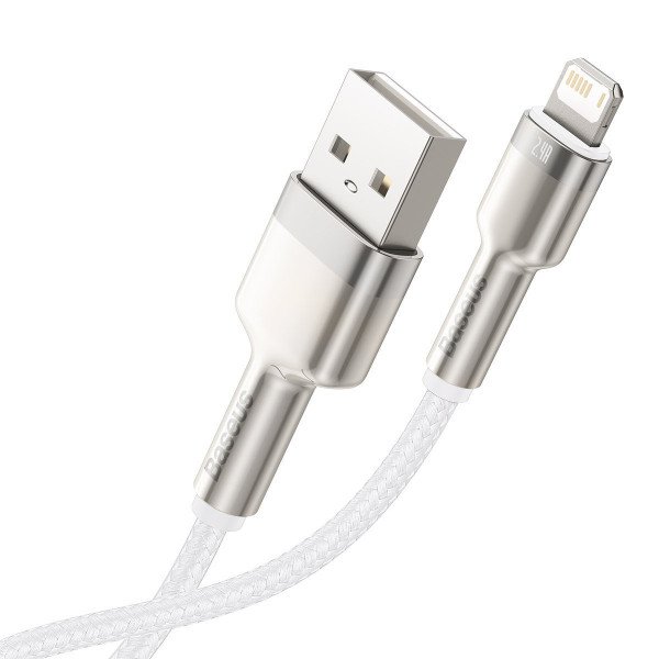 USB laidas skirtas Lightning Baseus Cafule 24A 2m baltas