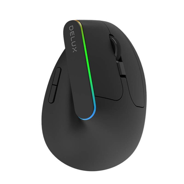 Belaidė vertikali pelė Delux M618DB BT40 + 24GHz 4000DPI RGB