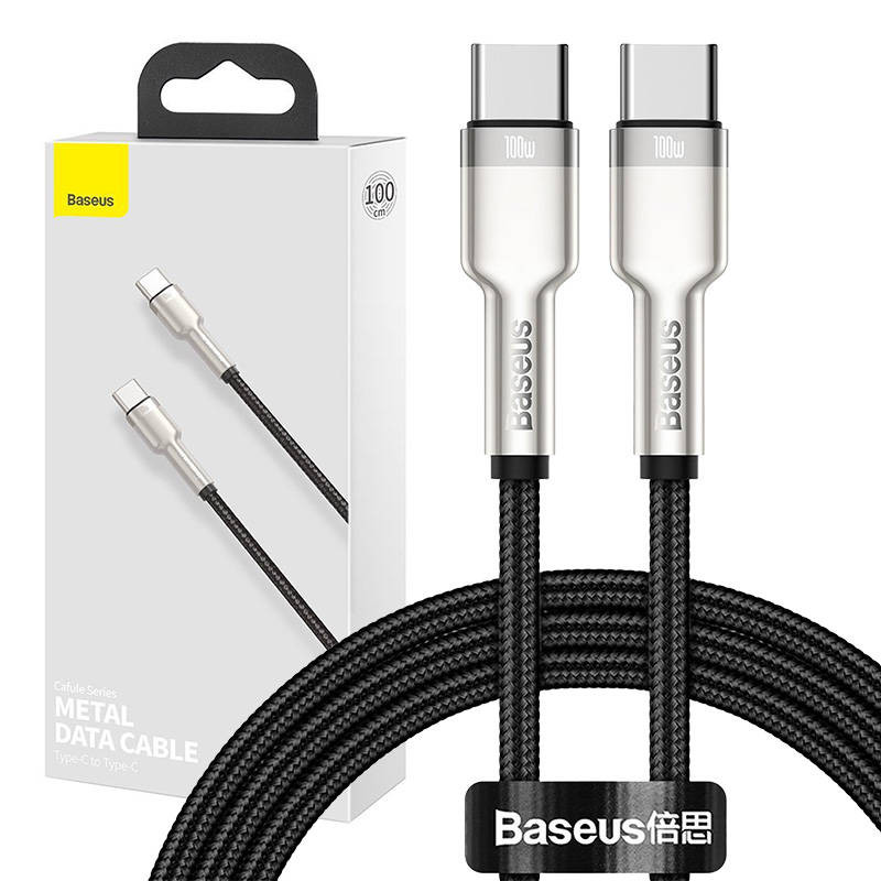 Laidas iš USB-C į USB-C Baseus Cafule 100 W 1 m juodas Laidas iš USB-C į USB-C Baseus Cafule 100 W 1 m juodas