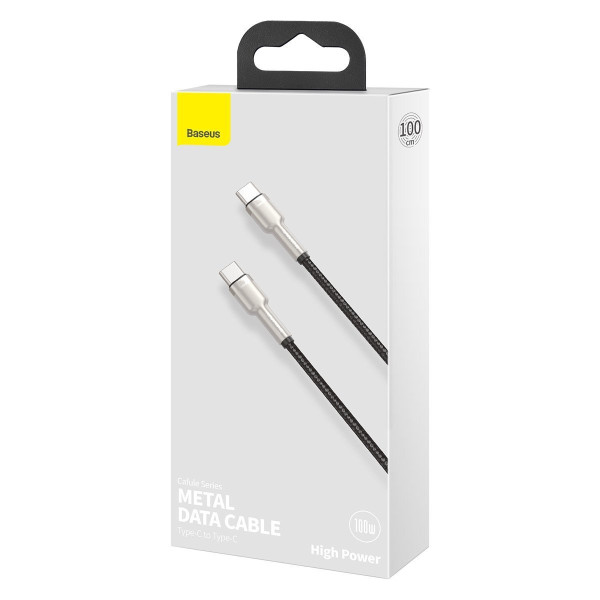 Laidas iš USB-C į USB-C Baseus Cafule 100 W 1 m juodas