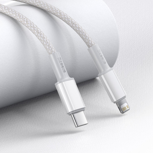 USB-C prie Lightning Baseus didelio tankio pintas kabelis 20 W PD 2 m baltas