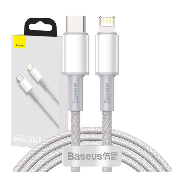 USB-C prie Lightning Baseus didelio tankio pintas kabelis 20 W PD 2 m baltas