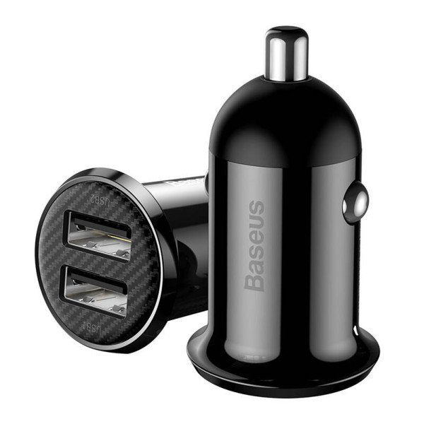 Baseus Grain Pro 2x USB 48A automobilinis įkroviklis juodas