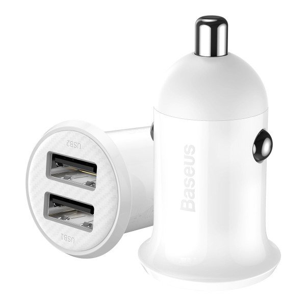 „Baseus Grain Pro“ automobilinis įkroviklis 2x USB 48A baltas