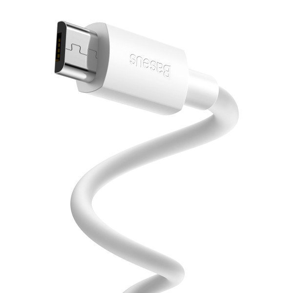 „Baseus Simple Wisdom“ duomenų kabelio rinkinys iš USB į „Micro 21A“ 2 vnt / rinkinys 15 m baltas