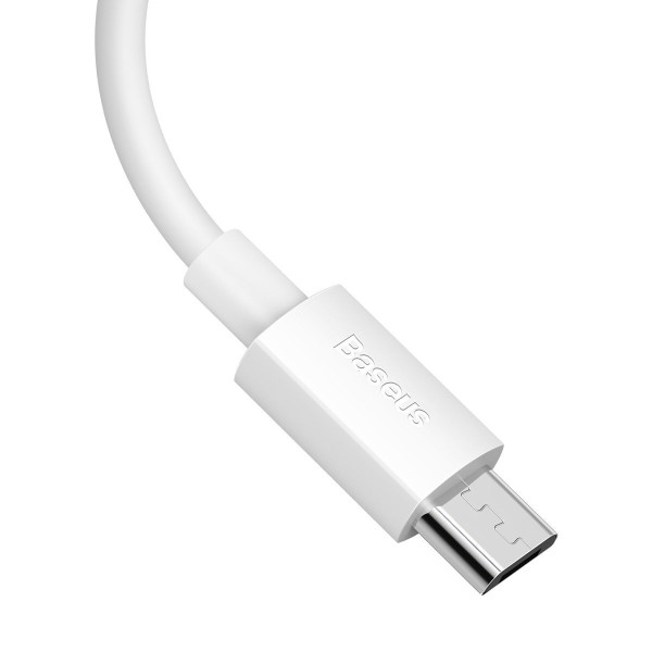 „Baseus Simple Wisdom“ duomenų kabelio rinkinys iš USB į „Micro 21A“ 2 vnt / rinkinys 15 m baltas
