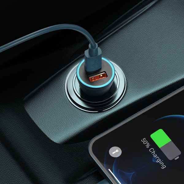 „Baseus Golden Contactor Pro“ automobilinis įkroviklis USB + USB-C QC40+ PD SCP 40 W mėlyna