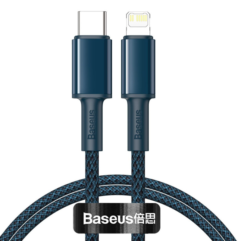 „Baseus“ didelio tankio pintas C tipo kabelis iki „Lightning“ PD 20 W 2 m mėlynas „Baseus“ didelio tankio pintas C tipo kabelis iki „Lightning“ PD 20 W 2 m mėlynas