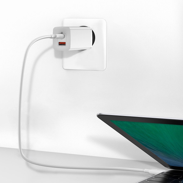Greitas kelioninis įkroviklis Baseus GaN2 Lite USB+C 65W EU baltas