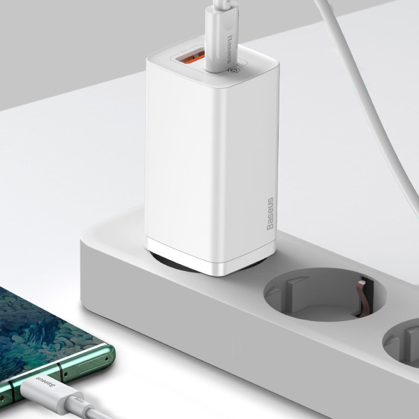 Greitas kelioninis įkroviklis Baseus GaN2 Lite USB+C 65W EU baltas