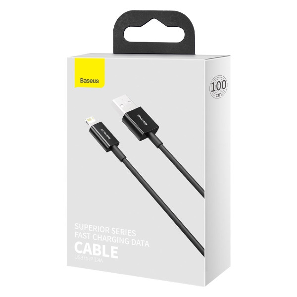 „Baseus Superior“ serijos USB kabelis iki iP 24A 1 m juodas