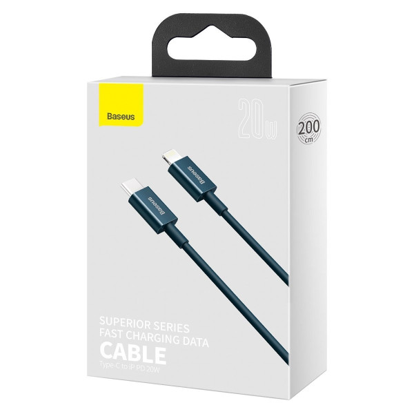 „Baseus Superior“ serijos USB-C laidas iki „iP“ 20 W PD 2 m mėlynas