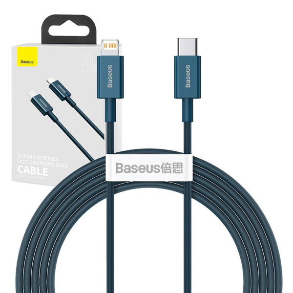 „Baseus Superior“ serijos USB-C laidas iki „iP“ 20 W PD 2 m mėlynas