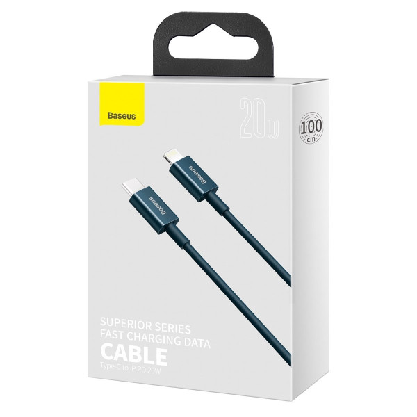 „Baseus Superior“ serijos USB-C laidas iki „iP“ 20 W PD 1 m mėlynas