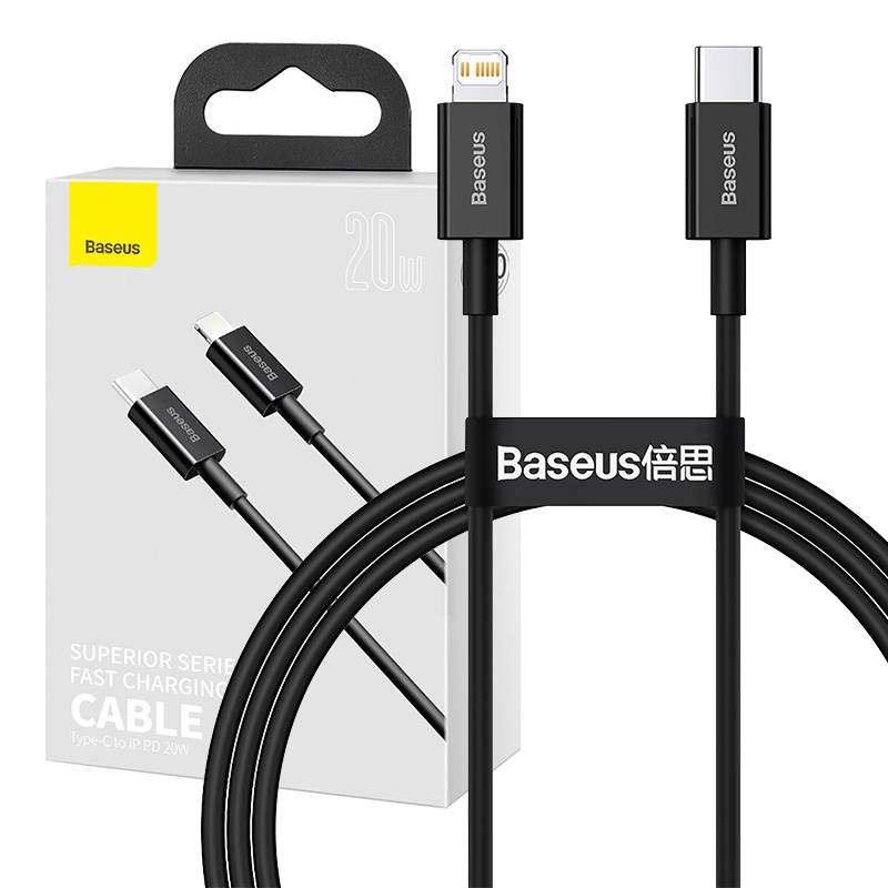 „Baseus Superior“ serijos USB-C laidas iki „iP“ 20 W PD 1 m juodas „Baseus Superior“ serijos USB-C laidas iki „iP“ 20 W PD 1 m juodas
