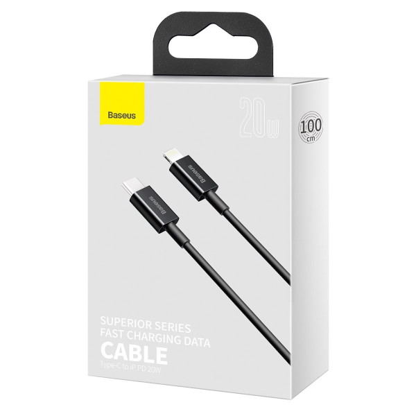 „Baseus Superior“ serijos USB-C laidas iki „iP“ 20 W PD 1 m juodas